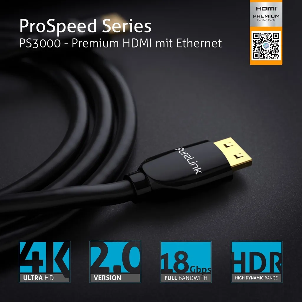 Câble HDMI Premium Ethernet PureLink PS3000 - Qualité d'image 4K HDR 5m - 5