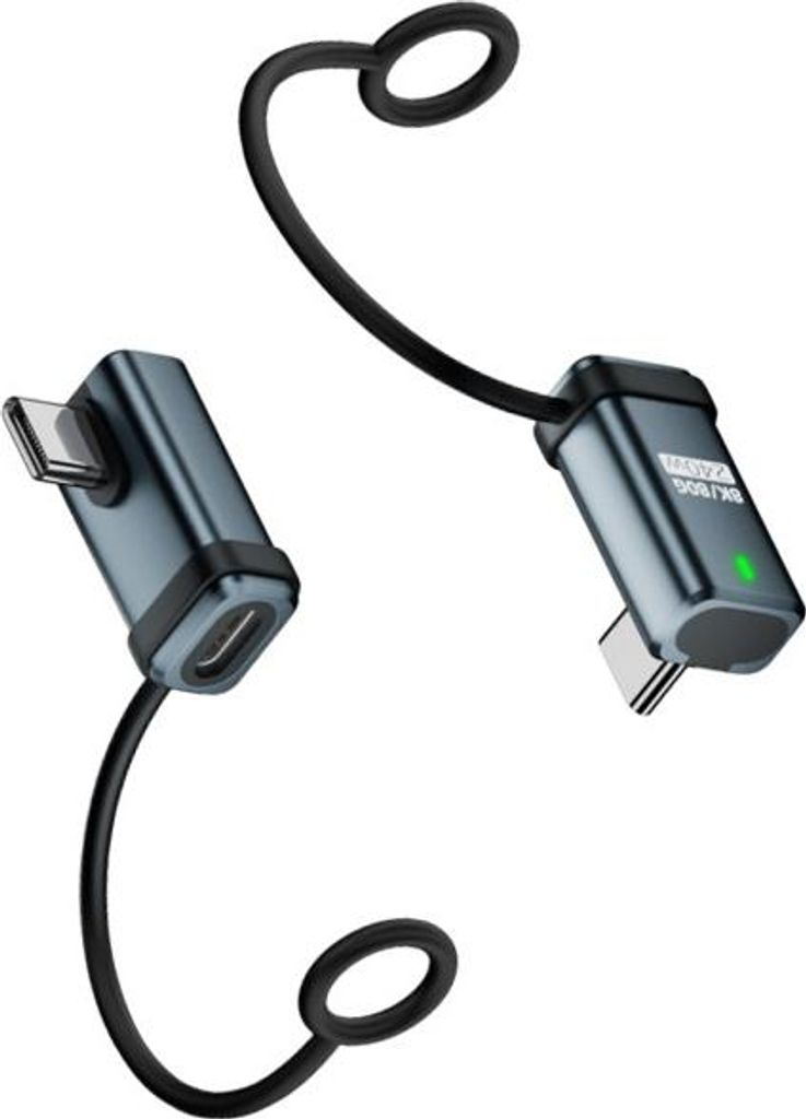 INF 2er-Pack 240W USB-C Winkeladapter mit 120Gbps und Trageband Grau