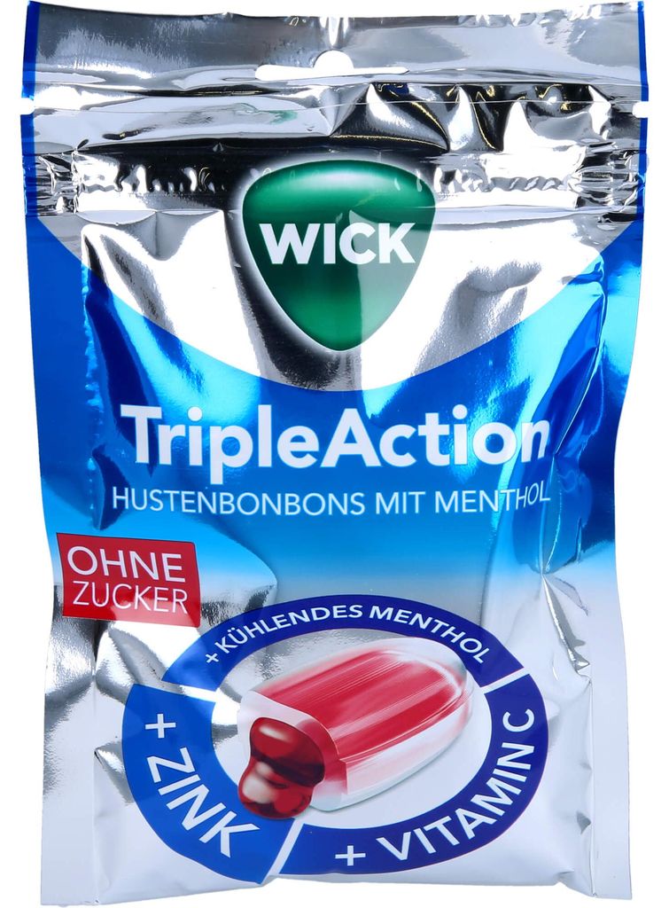 WICK TripleAction Menthol & Cassis Hustenbonbons ohne Produktbild 