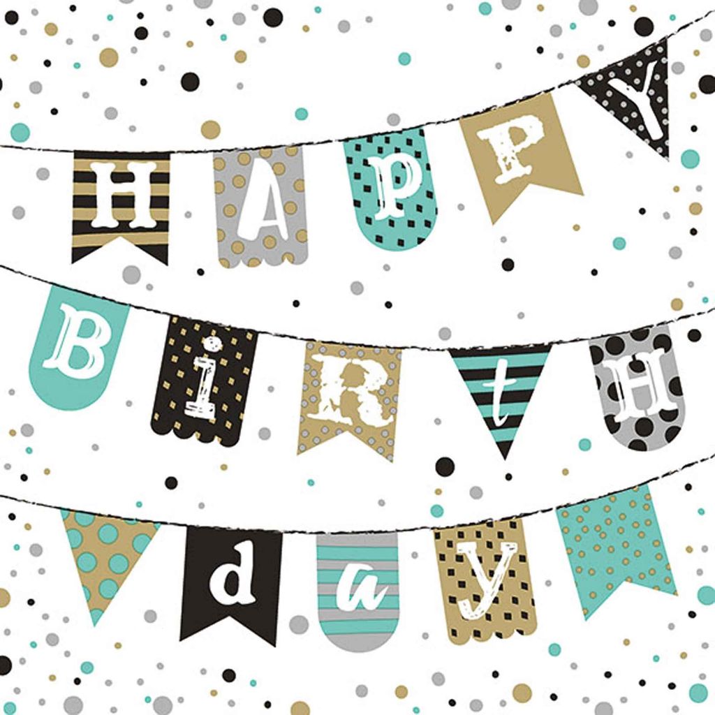 20 Servietten Happy Birthday 3lagig 33x33cm Tissue bunte Produktbild 
