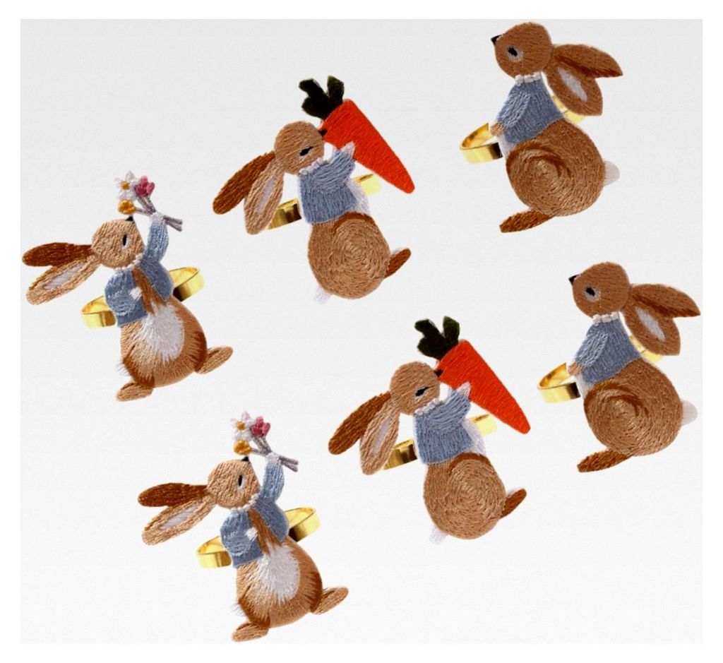 6-teiliges Set Serviettenringe in Hasenform - Kreative Serviettenhalter für Ostern