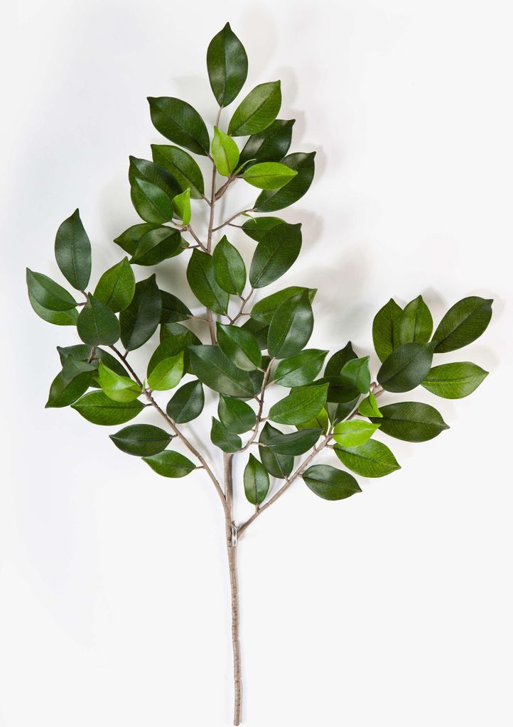 artplants.de Künstlicher Ficuszweig AJITH, 60 grüne Blätter, 45cm - Kunst Ficus - Deko Zweig