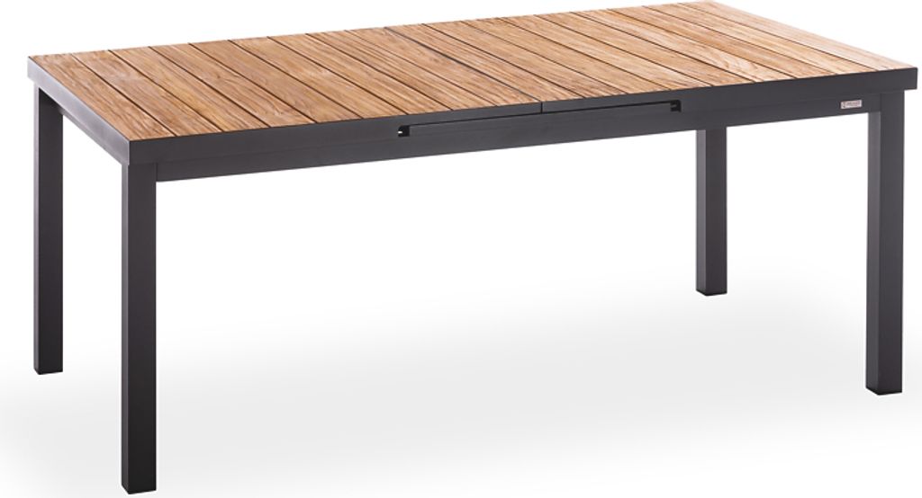 Gartentisch Nanteso 180x100 Ausziehbar 240 Teak Gebürstet Gestell Alu Anthrazit