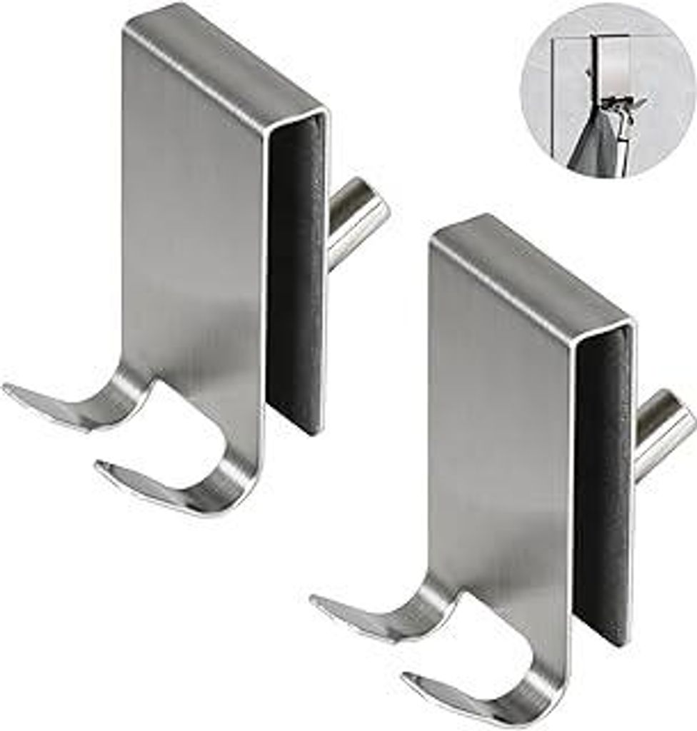 YoHyien 2 Stück Handtuchhalter Dusche Glaswand, Doppelseitige Duschhaken für Glaswand mit EVA Pad, Edelstahl Haken Duschwand für Duschkabine, Ba...