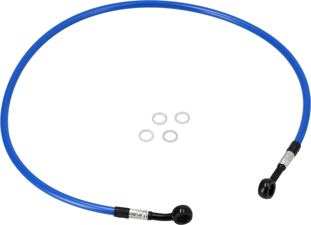 Flexible de frein Stahlflex 750mm avec raccords 0° et 20° Bleu et Noir