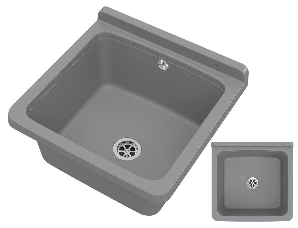 Granitan - Výlevka - Drez 40x38 cm - Drez sivý - so sifónom Obrázok produktu 