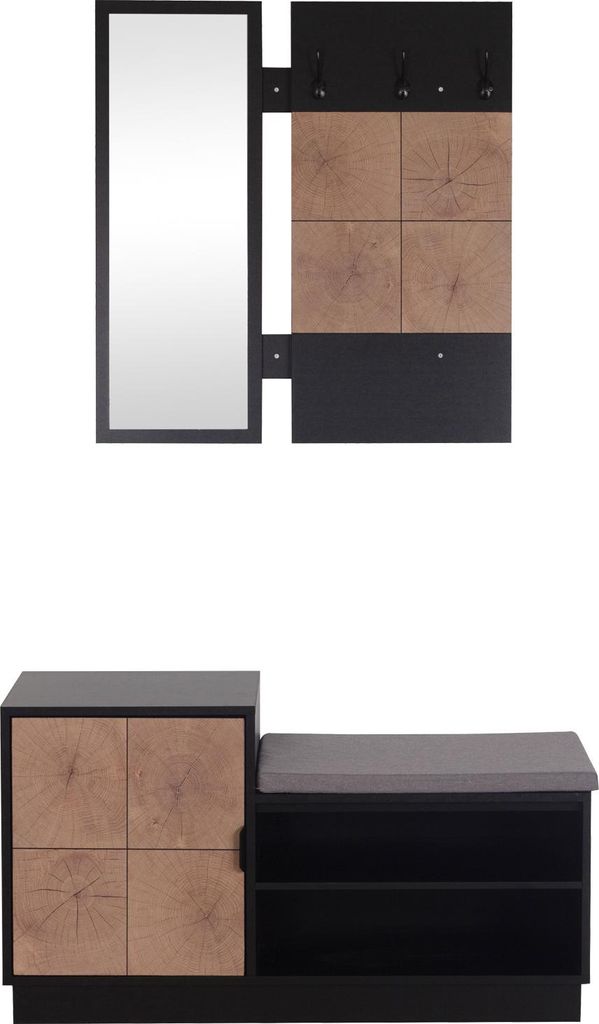 Garderobe Dana mit Schuhbank Schwarz