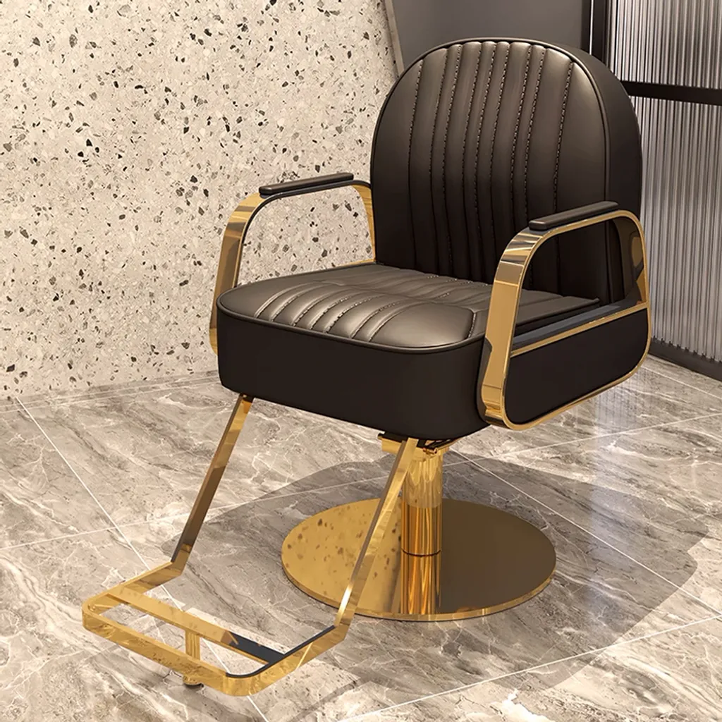 Fini le Mal de Dos avec ce Fauteuil de Coiffeur Ergonomique Or et Bleu