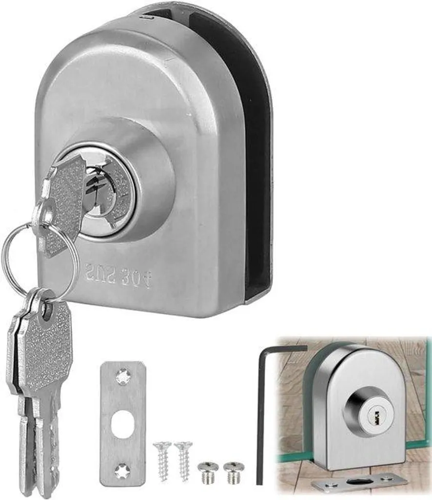 Verrou de sol coulissant pour porte vitrée 12mm - Système de sécurité V