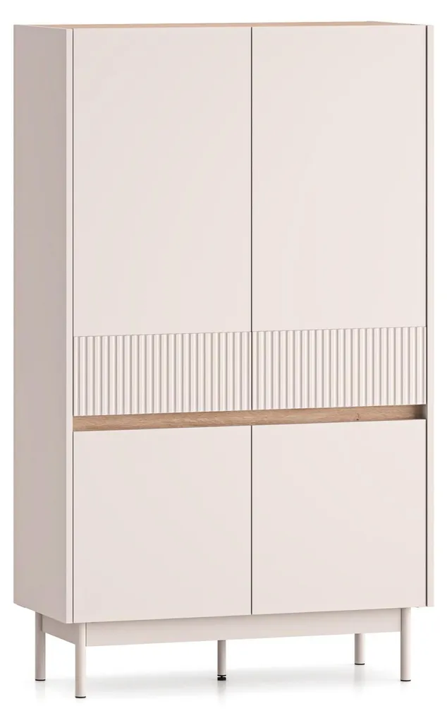 Buffet haut 4 portes Selsey Dunea gris cachemire et aspect chêne