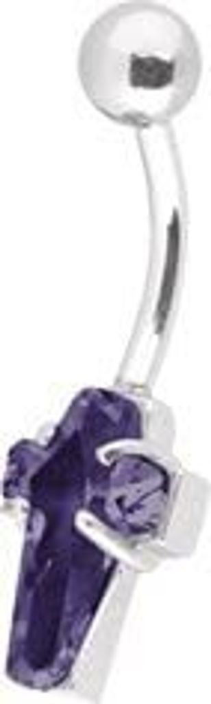 Bauchnabel Stahl Piercing PRONG SET Zirkonia Stein Kreuz BBZ-CR12.Amethyst