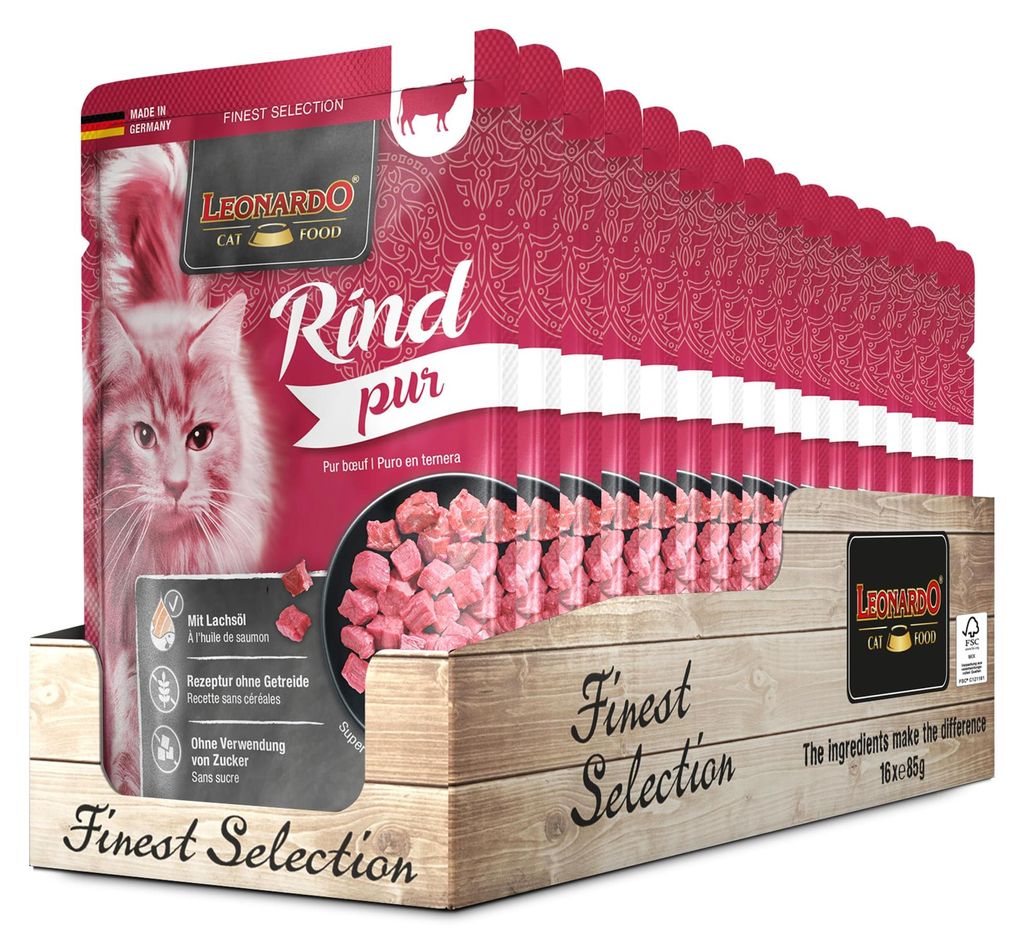 LEONARDO Frischebeutel [16x85g Rind pur] | Getreidefreies Produktbild 