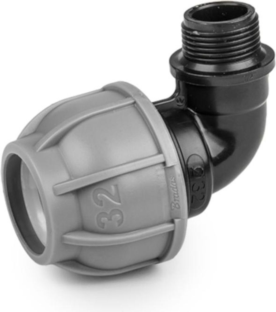 90° PE-Rohrbogen 20 mm Außengewinde 3/4" Bradas