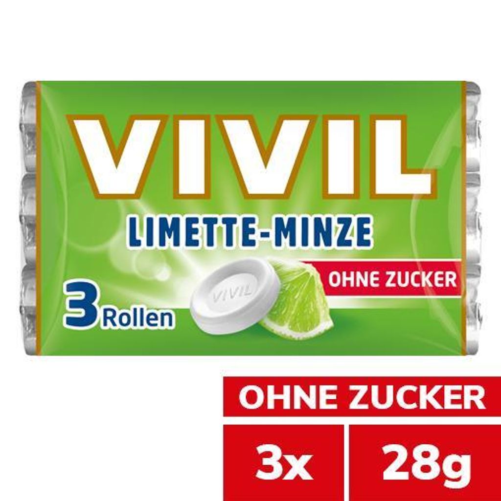 VIVIL Limette-Minze Pastillen ohne Zucker | 3er Pack Produktbild 