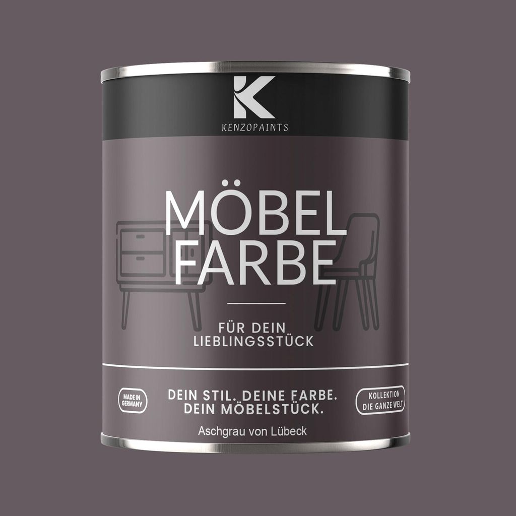 Kenzopaints 750ml Möbelfarbe Möbellack - Aschgrau von Lübeck