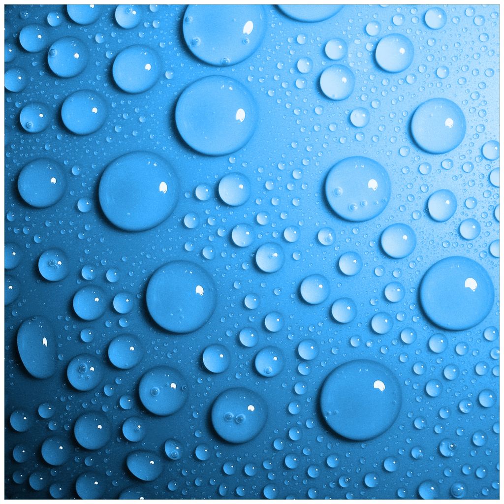 Wallario Möbeldesign - Glasplatte, Schutzplatte mit Motiv - geeignet für Ikea Lack Tisch, Größe: 55 x 55 cm, Motiv: Wassertropfen auf Blau
