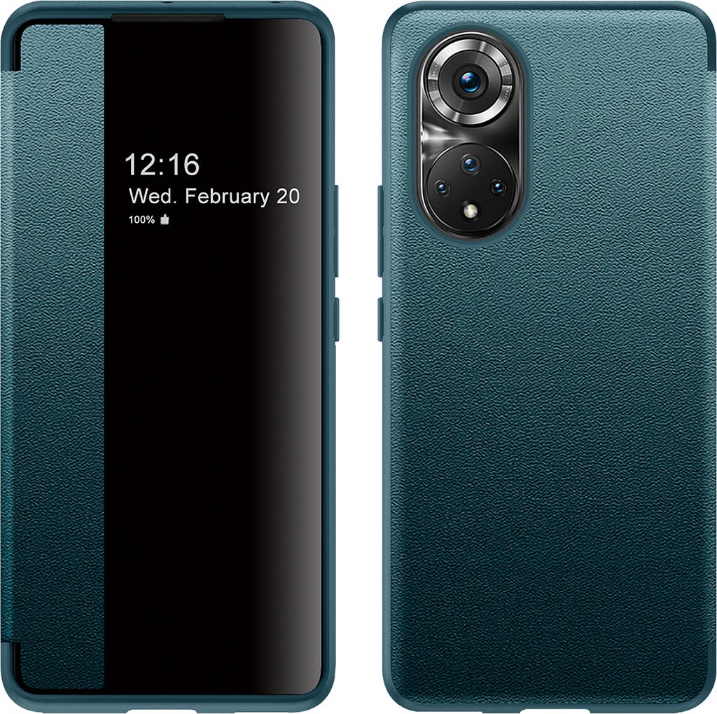 Honor 50 Pro Hülle, Schlank Kunstleder Klapp Ledertasche Schutzhülle für Honor 50 Pro Grün