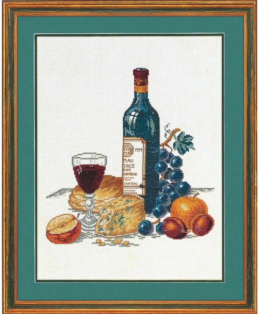 Eva Rosenstand Kit Point de Croix Fromage et Vin Rouge - 40x50cm 14-257