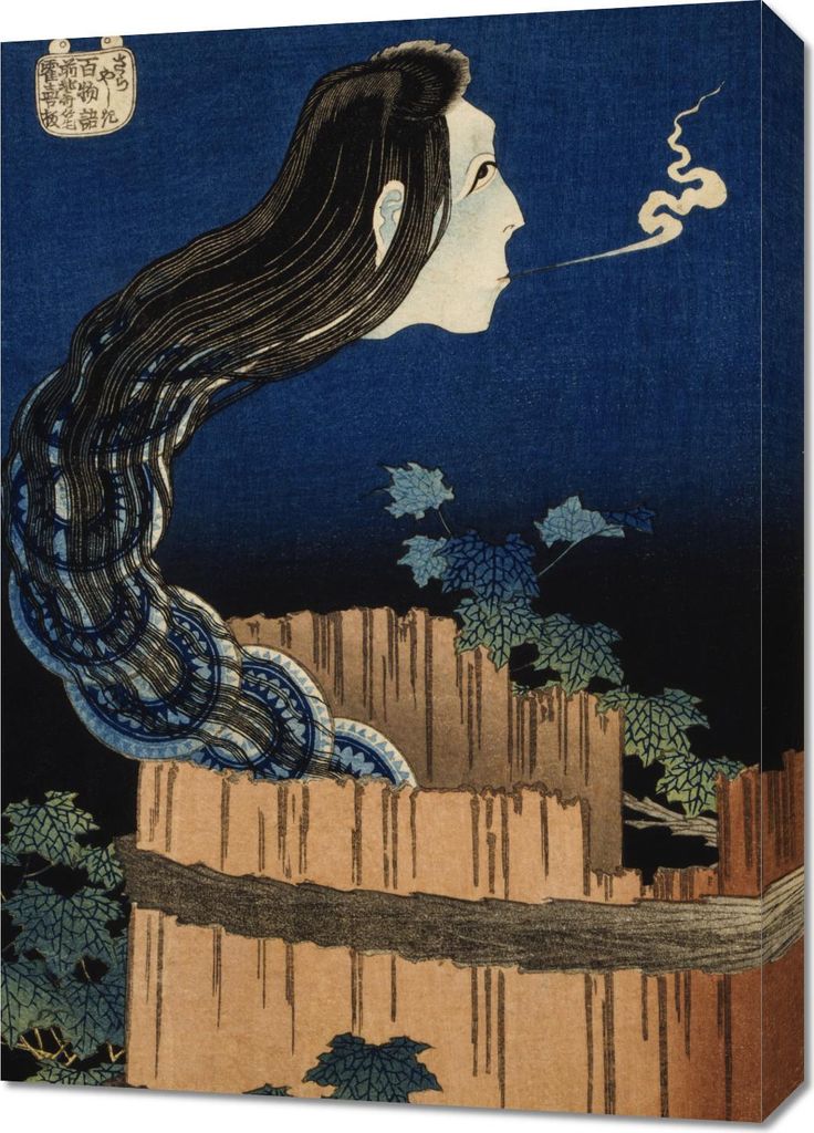 Bild 50x70cm The Plate Mansion, Hokusai Japanisch Vintage für das Wohnzimmer