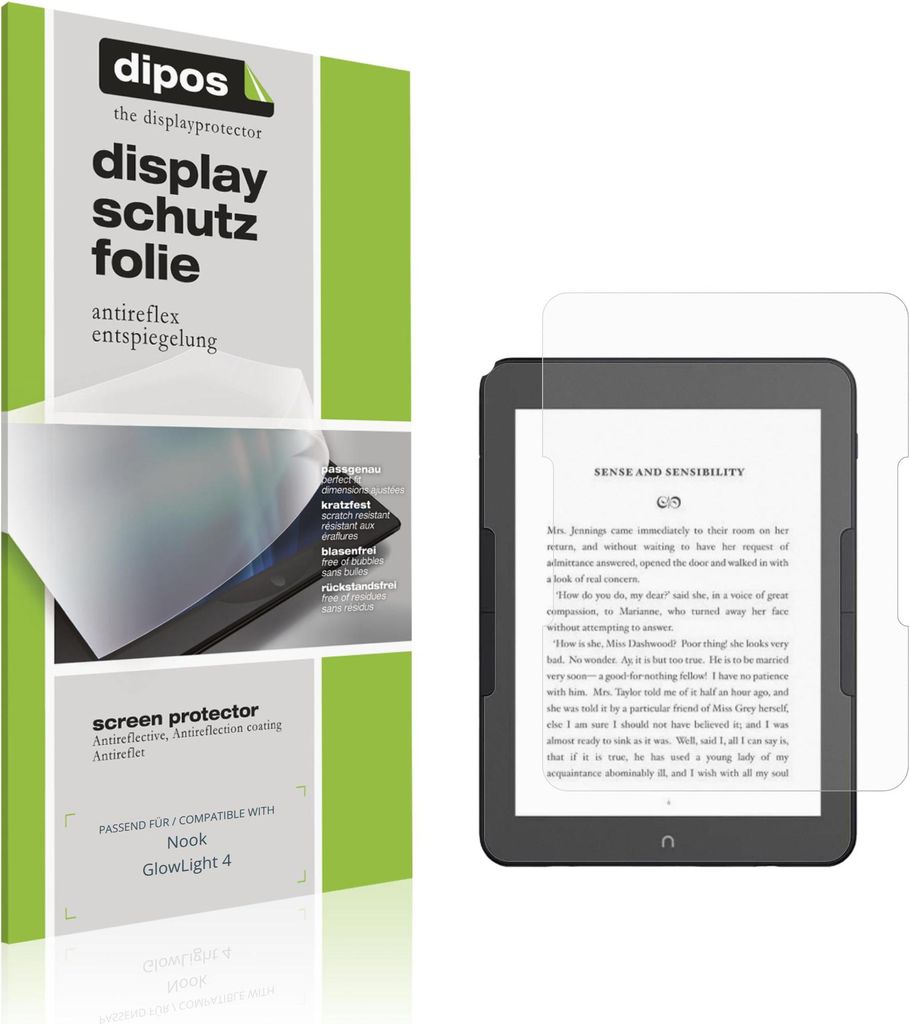 2x Schutzfolie für Nook GlowLight 4 matt Displayschutzfolie Folie Display Schutz dipos