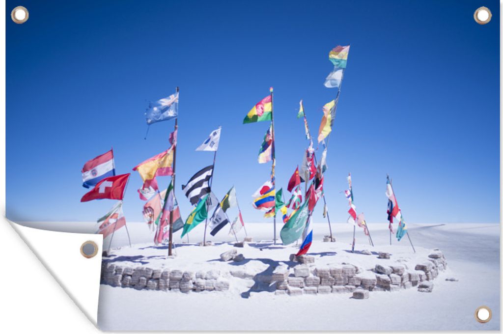 MuchoWow 90x60 cm Outdoor-Poster Gartendeko Sichtschutz Garten Poster für den Garten Flaggen in Uyuni