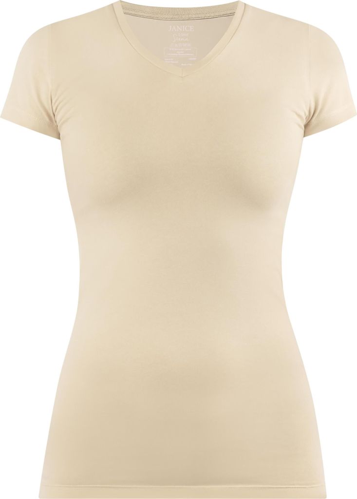 normani Figurbetontes T-Shirt mit V-Ausschnitt
