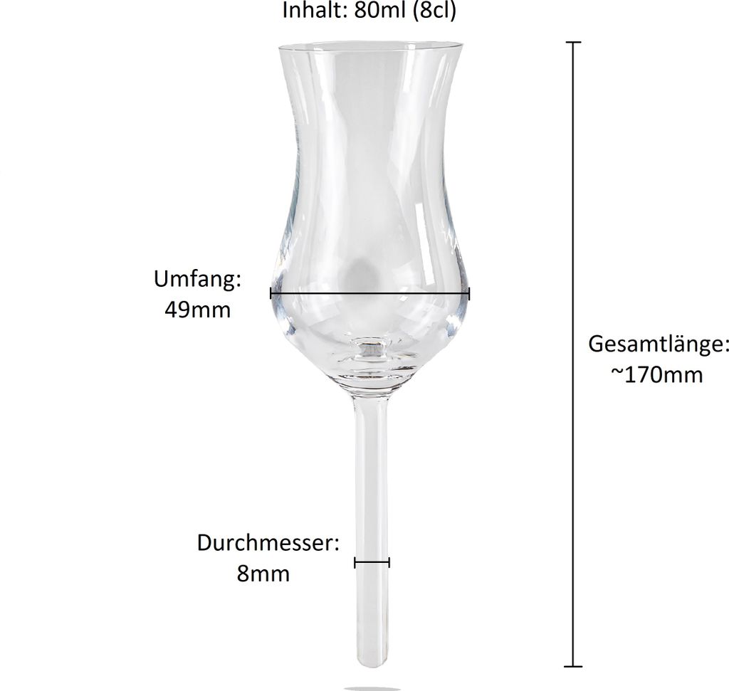Grappaglas Schnapsglas ohne Fuß zum stecken in versch. Produktbild 3
