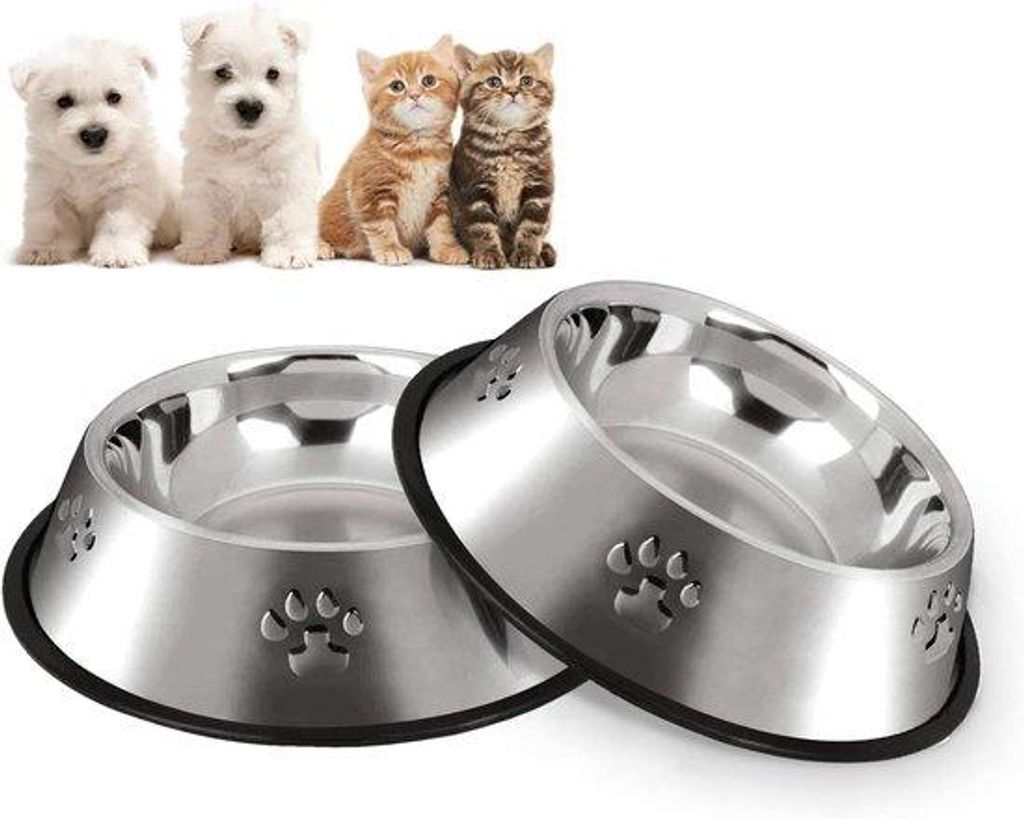 Hundebrett aus Edelstahl mit Anti-Slip-Basis für Futter oder Wasser - 18 cm, 2 Stück