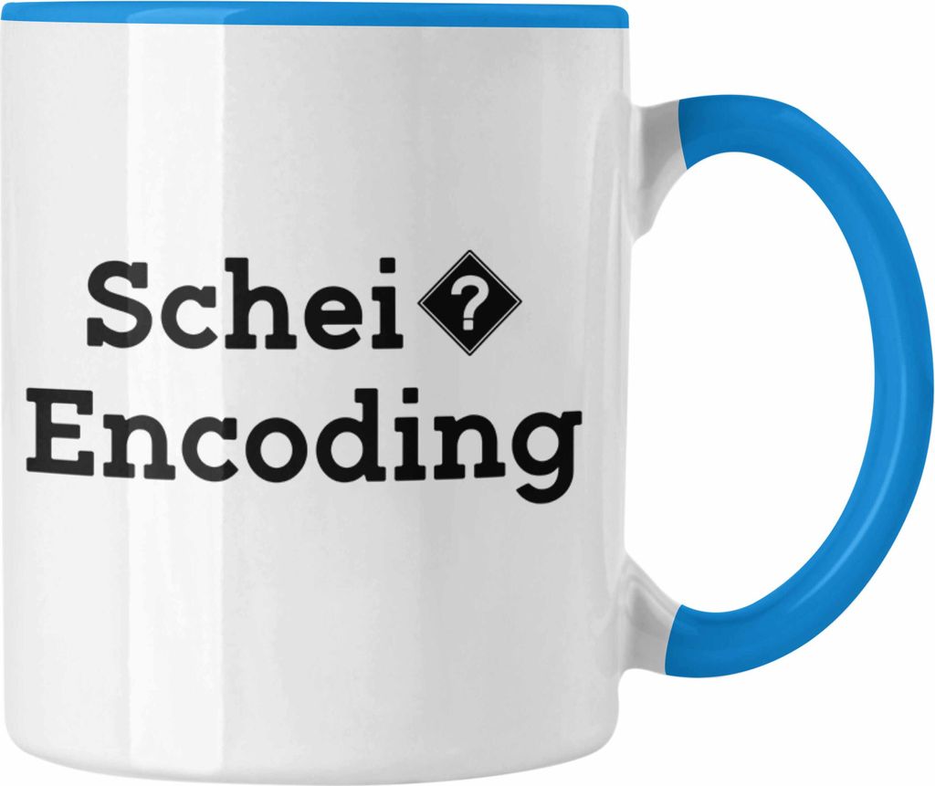 Trendation - Coder Tasse Geschenk für Programmierer Softwareentwickler Nerds Geschenkidee Schei? Encoding IT Techniker (Blau)