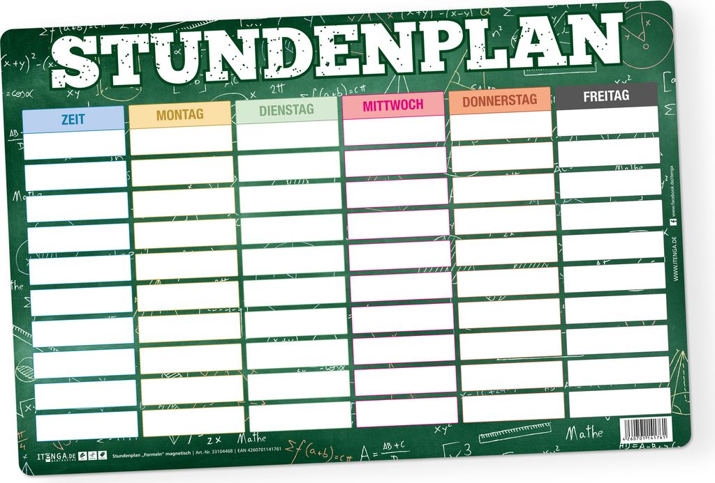 itenga Stundenplan magnetisch Formeln 30 x 20 cm Produktbild 