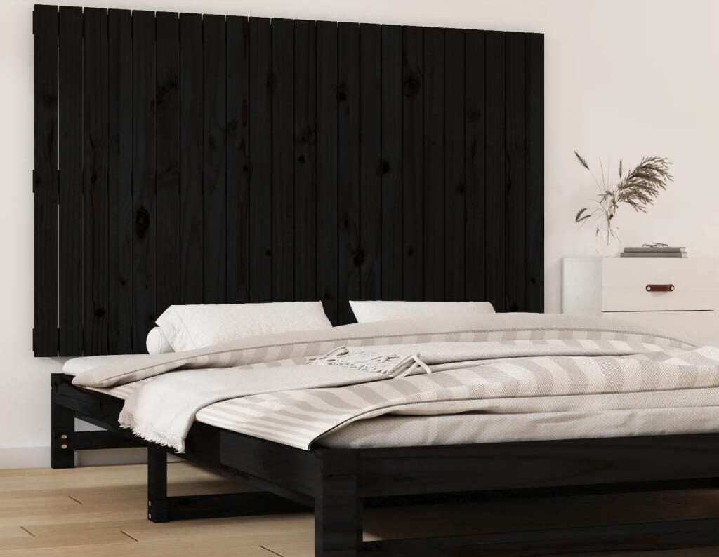 Wand-Kopfteil Schwarz 147x3x90 cm Massivholz Kiefer , Kopfteile Design 2024