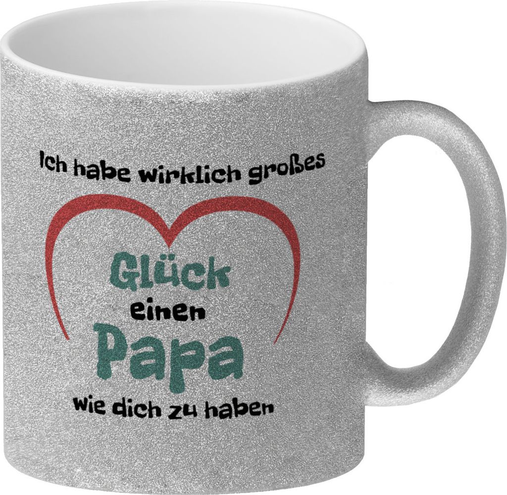 Ich habe wirklich großes Glück einen Papa wie dich zu haben Glitzer-Kaffeebecher