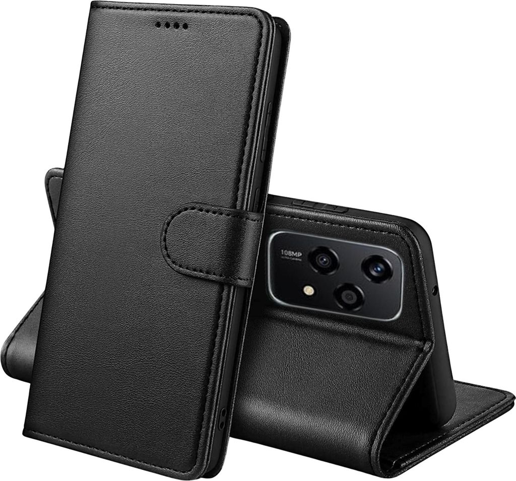 Hülle für Honor 200 Lite 5G - Schwarze Brieftasche Klappe Magnetisiert Aufbewahrung Karten Handyhülle Phonillico