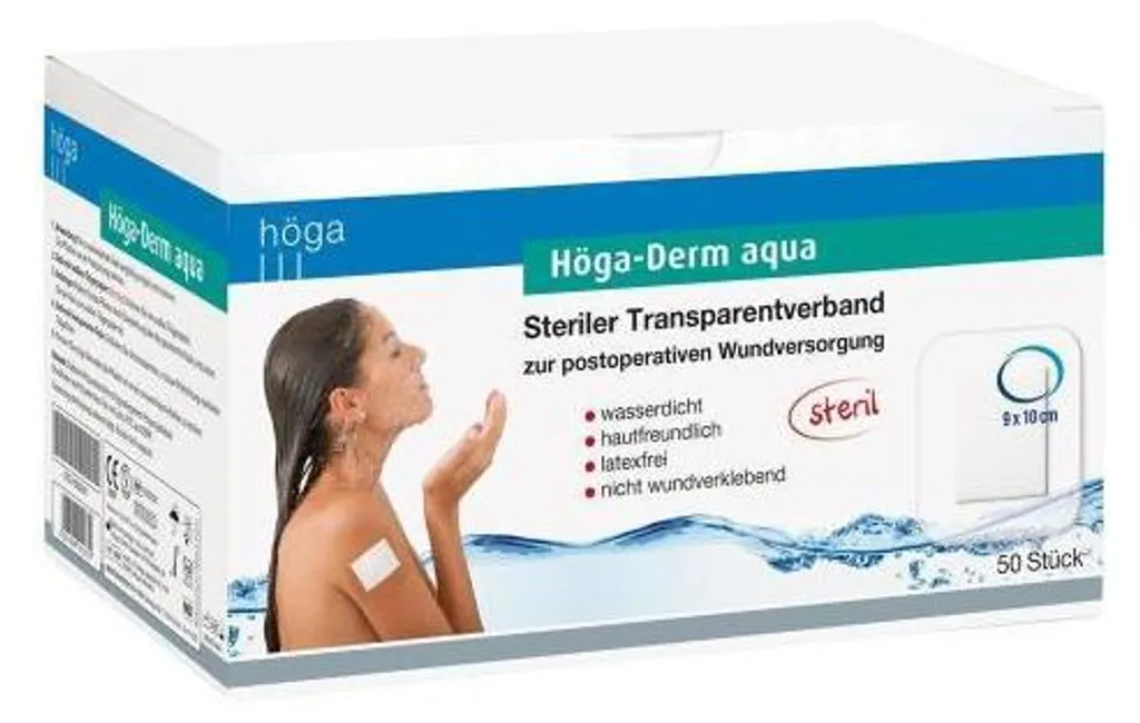 Pansement Adhésif Imperméable Höga-Derm Aqua 9x10cm Boîte de 50 Unités