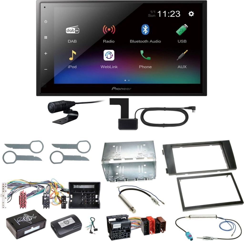 Pioneer DMH-A340DAB Digitalradio Bluetooth Einbauset für Audi A6 4B Facelift