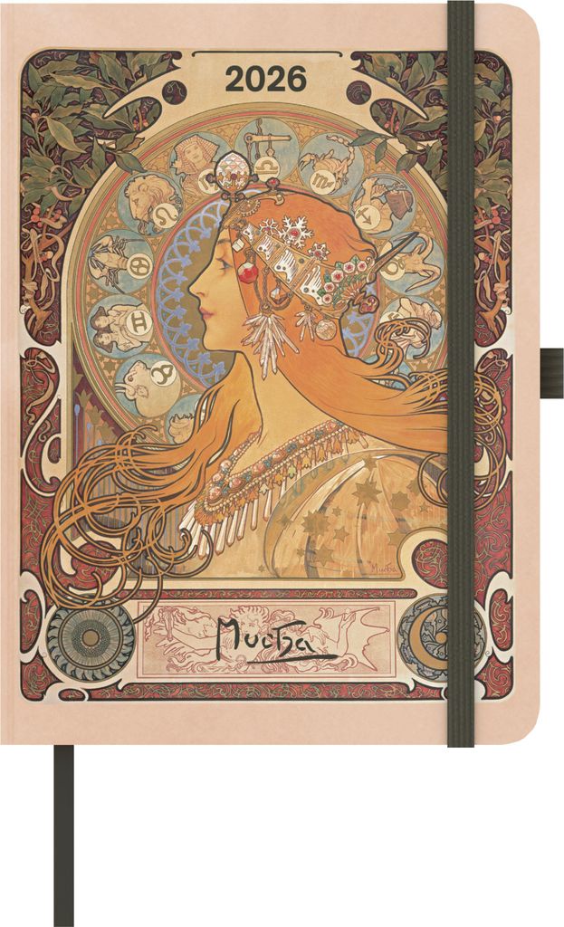Alfons Mucha 2026 - Buchkalender - Taschenkalender - Kunstkalender - 16x22
