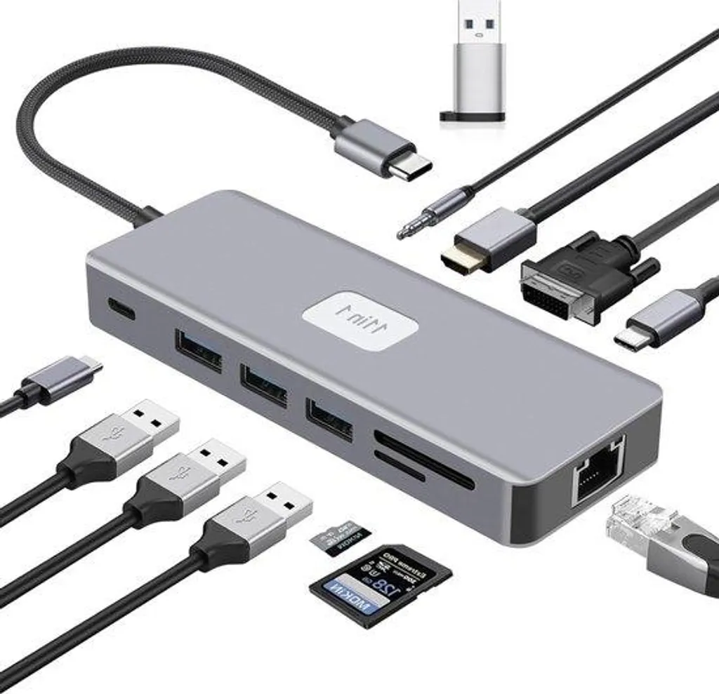 Station d'accueil USB-C HDMI 4K VGA avec Power Delivery 100W et USB 3.0
