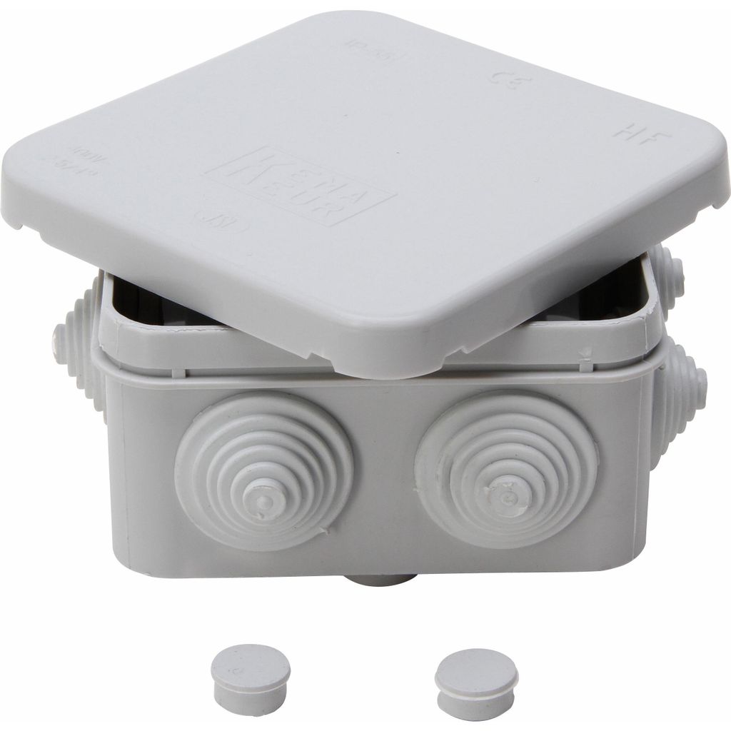 Kopp Aufputz Abzweigdose IP54 IP65 Feuchtraum Set winddicht Verteilerdose 80x80x50mm IP54 grau