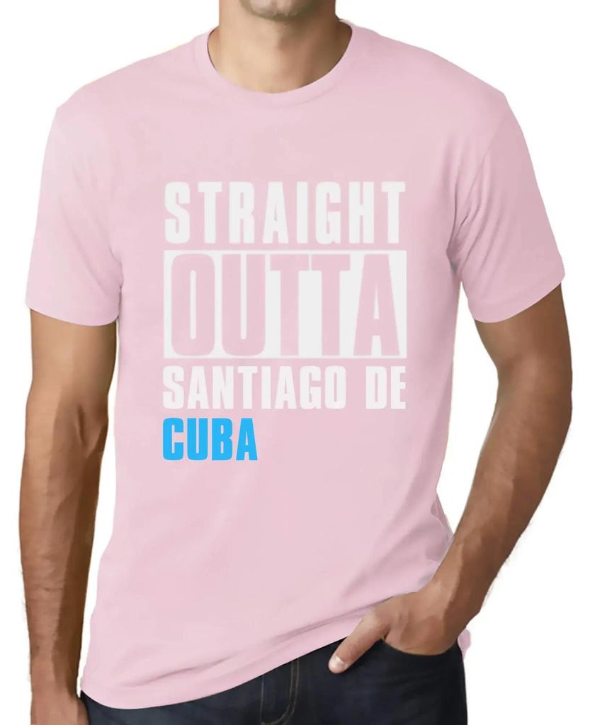 Herren Grafik T-Shirt Straight Outta Santiago De Cuba Öko-Verantwortlich Vintage Jahrgang Kurzarm Lustige Druck Geburtstag Geschenk Mann