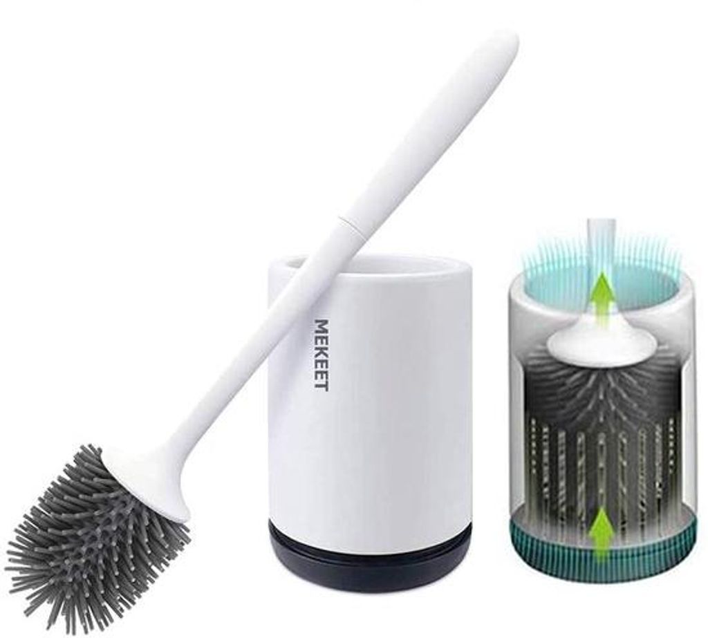 Silikon-Toiletborstel-Set mit langem Griff und schneller Trocknervorrichtung für Bad oder Gästetoilet
