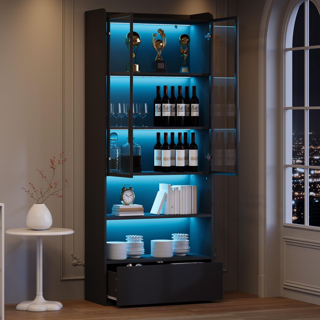 okwish Vetrina armadio alto con LED, credenza alta con Immagine del prodotto 