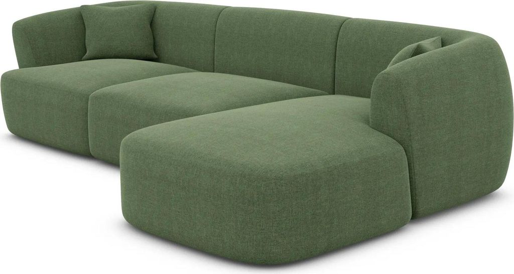 Strukturstoff L-Form Sofa Elvira Grün Rechts