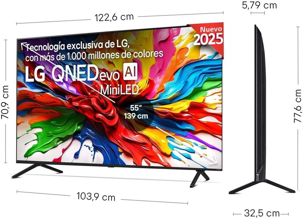 LG QNED evo AI 55QNED92A6A, 139,7 cm (55"), 3840 x 2160 px, Zdjęcie produktu 