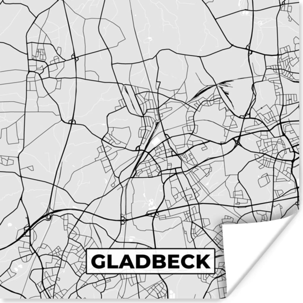 MuchoWow Poster Deutschland - Karte - Gladbeck - Stadtplan 100x100 cm - Babyzimmer