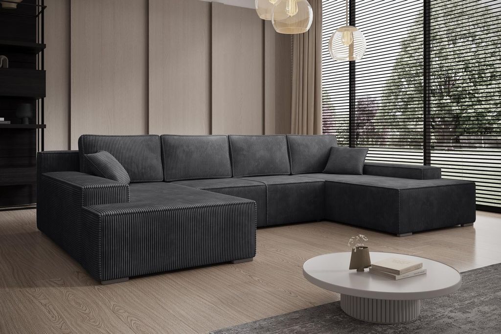 Ecksofa Couch U-Form mit Schlaffunktion, POSO-Stoff Produktbild 