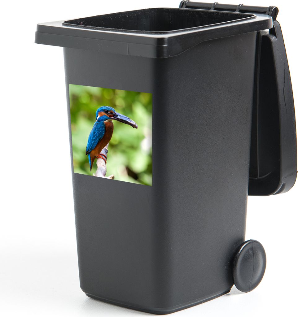 MuchoWow Mülltonnenaufkleber Eisvogel - Fisch - Baum 40x40 cm - Abfall-Aufkleber - Container - für Abfallcontainer