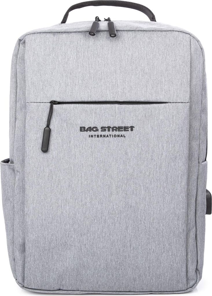 Bag Street Business Herren Elegant Laptoprucksack 15,6 Zoll USB A4 für Arbeit grau