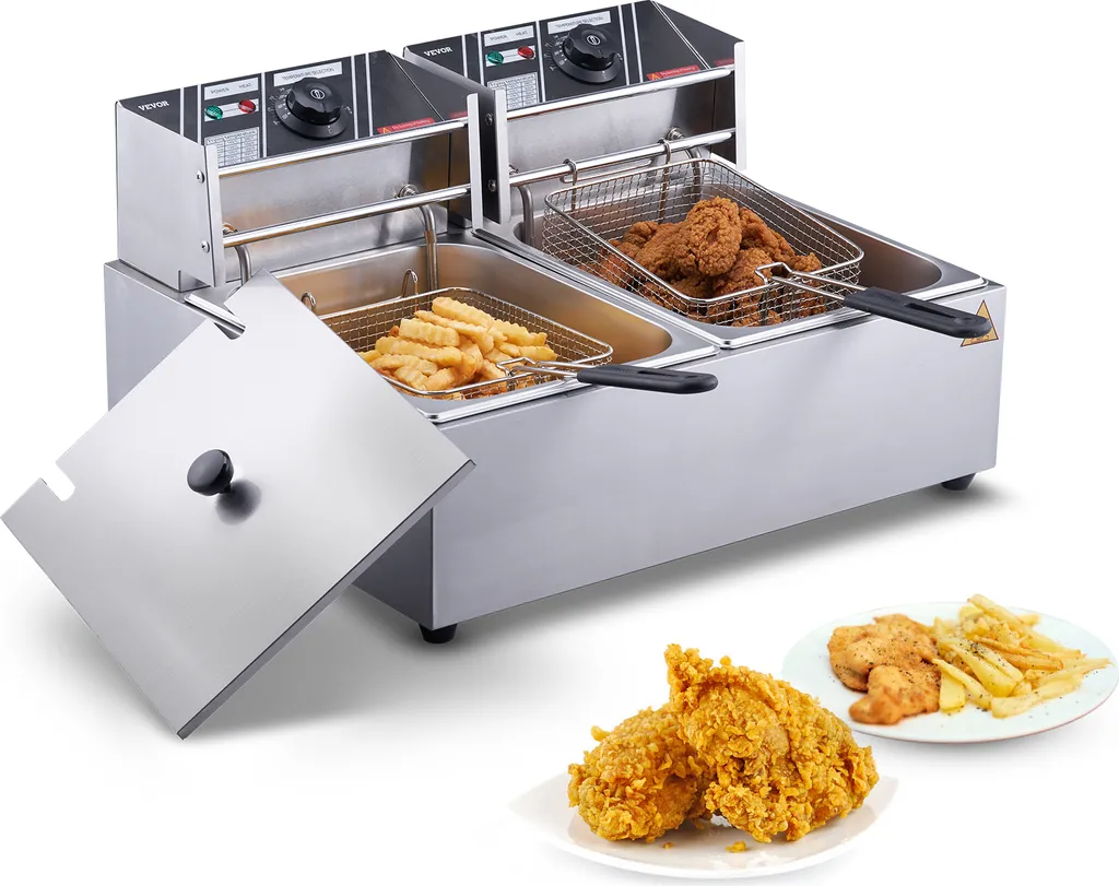 VEVOR Friggitrice Elettrica Professionale 12x2L 3000W Acciaio Inox