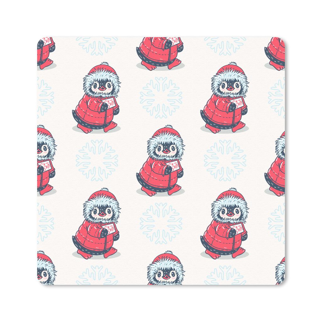 MuchoWow Mauspad Mousepad Pinguin - Schnee - Brief - Weihnachten - Muster 20x20 cm - Mousepads - Maus Mat - Pad - Mausunterlage - Desk Mat - Bure...
