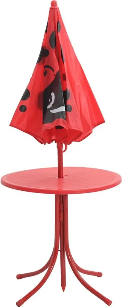 set bistrot da giardino per bambini da 3 pezzi con ombrellone rosso - 7